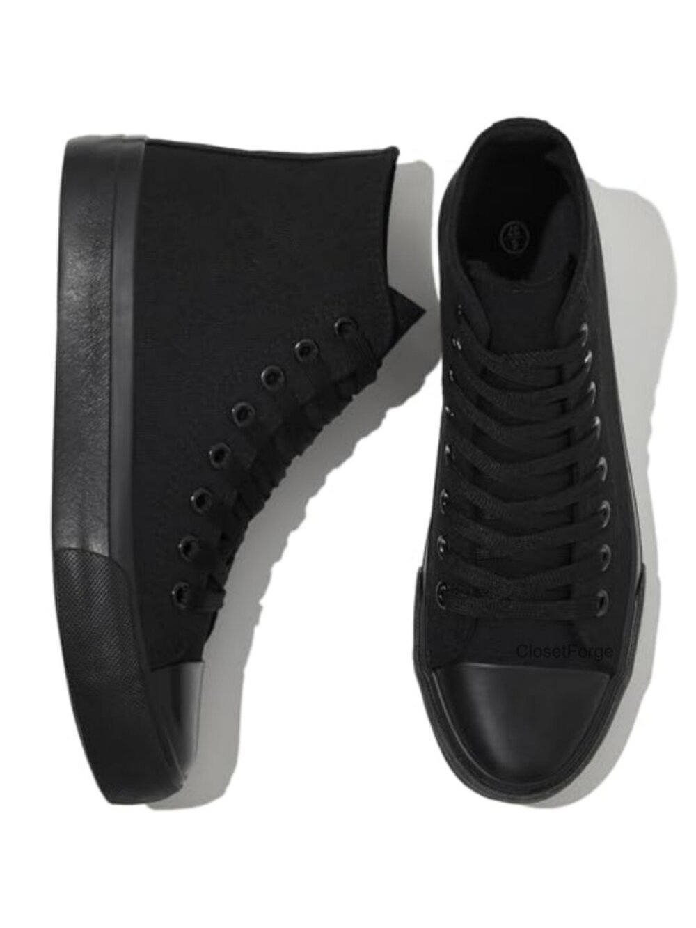 High Top Canvas Sneakers Lace Up Side Zipper Casual Walking Shoes